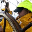 Cadet at Wheel after Storm 